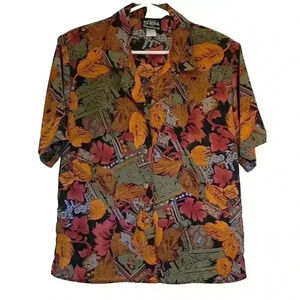 Vintage Erena by Irene Koenig Short Sleeve Button Down Blouse Woman's Size 12 P